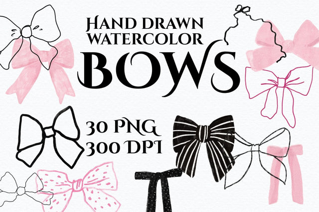 Watercolor Bows PNG SVG Paperjamlab 