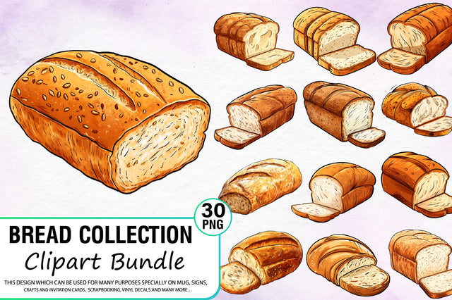 Watercolor Bread Clipart Bundle Sublimation Regulrcrative 