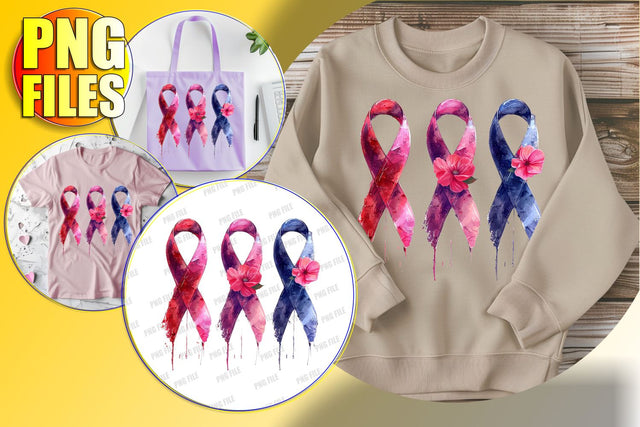 Watercolor Breast Cancer PNG Art Sublimation afrosvg 