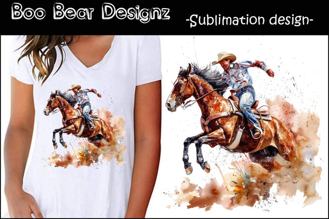 Watercolor Bronco Clipart Sublimation Boo Bear Designz 