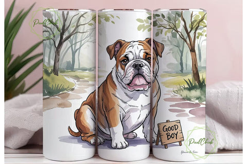Watercolor Bulldog 20oz Tumbler Wrap Sublimation PixelChick 