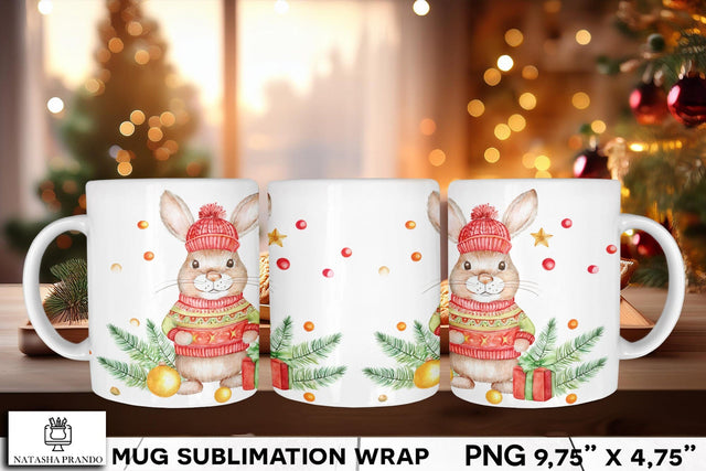 Watercolor Bunny Mug Wrap Sublimation Design Sublimation Natasha Prando 