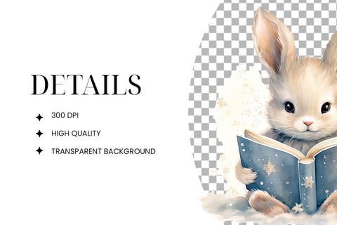 Watercolor Bunny Rabbit PNG Sublimation BijouBay 