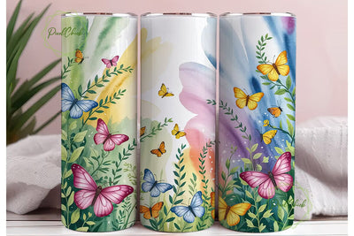 Watercolor Butterflies 20oz Tumbler Wrap Sublimation PixelChick 