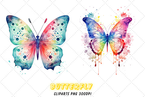 Watercolor Butterflies Clipart - Stickers Clipart - Watercolor Clipart -Watercolor Floral Clipart - Wedding Clipart-Blue Butterflies Sublimation FloridPrintables 