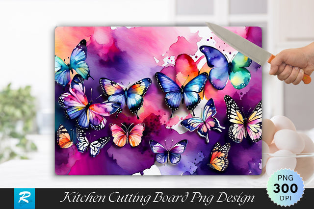 Watercolor Butterflies Cutting Board Sublimation Regulrcrative 