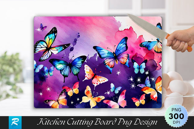 Watercolor Butterflies Cutting Board Sublimation Regulrcrative 