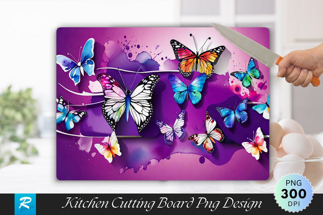 Watercolor Butterflies Cutting Board Sublimation Regulrcrative 