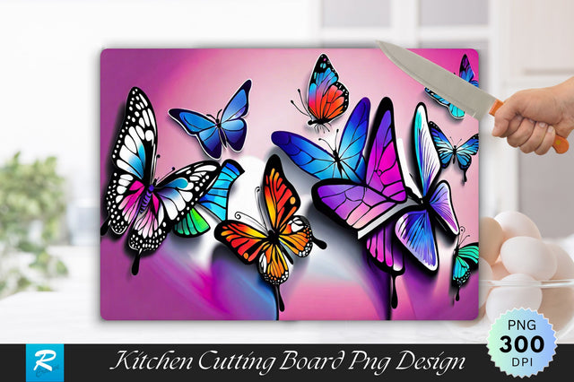 Watercolor Butterflies Cutting Board Sublimation Regulrcrative 