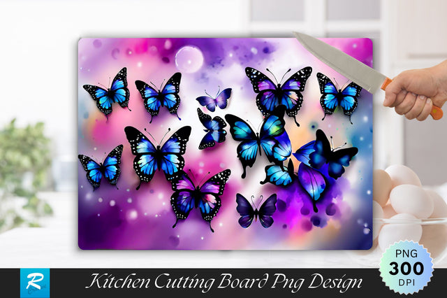 Watercolor Butterflies Cutting Board Sublimation Regulrcrative 