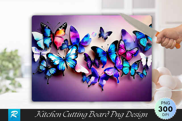 Watercolor Butterflies Cutting Board Sublimation Regulrcrative 