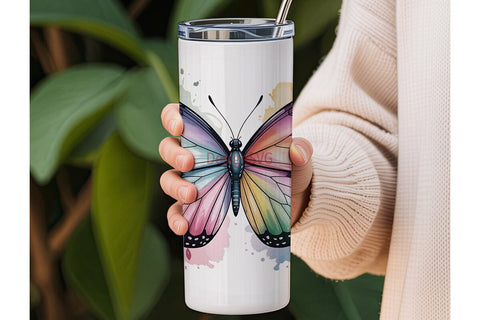 Watercolor Butterfly 20oz Tumbler Wrap Sublimation DesignSVG 