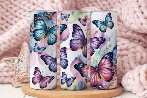 Watercolor Butterfly 20oz Tumbler Wrap Sublimation DesignSVG 