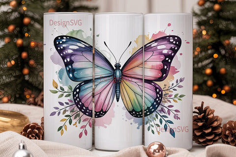 Watercolor Butterfly 20oz Tumbler Wrap Sublimation DesignSVG 