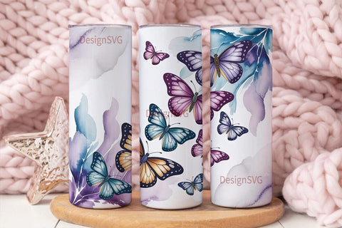Watercolor Butterfly 20oz Tumbler Wrap Sublimation DesignSVG 