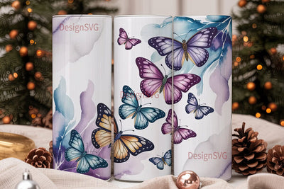 Watercolor Butterfly 20oz Tumbler Wrap Sublimation DesignSVG 
