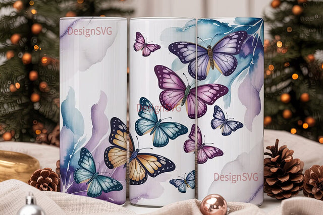 Watercolor Butterfly 20oz Tumbler Wrap Sublimation DesignSVG 