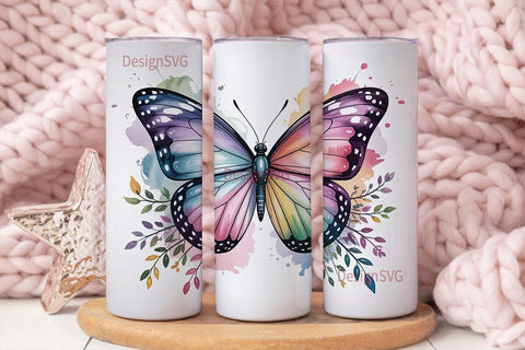Watercolor Butterfly 20oz Tumbler Wrap Sublimation DesignSVG 