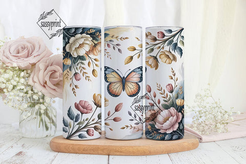 Watercolor Butterfly 20oz Tumbler Wrap Sublimation sassyprint 