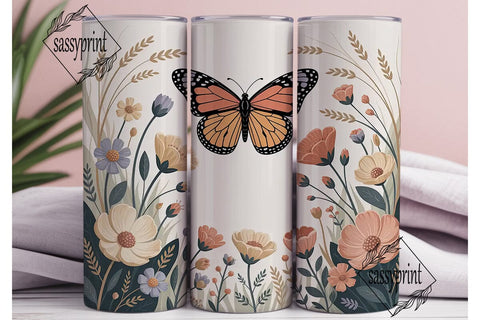 Watercolor Butterfly 20oz Tumbler Wrap Sublimation sassyprint 