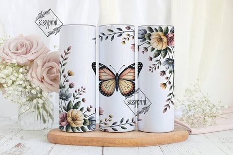 Watercolor Butterfly 20oz Tumbler Wrap Sublimation sassyprint 