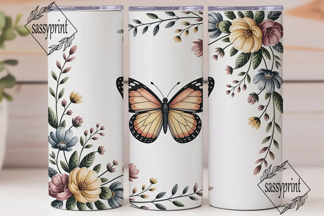 Watercolor Butterfly 20oz Tumbler Wrap Sublimation sassyprint 