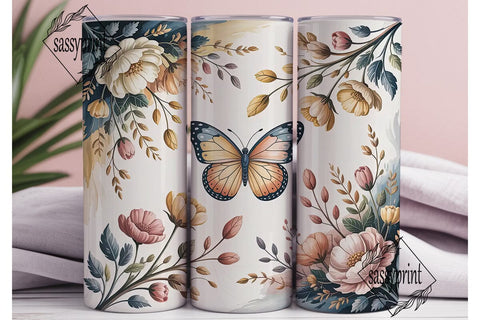 Watercolor Butterfly 20oz Tumbler Wrap Sublimation sassyprint 