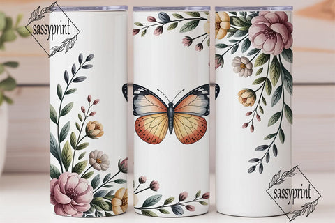 Watercolor Butterfly 20oz Tumbler Wrap Sublimation sassyprint 