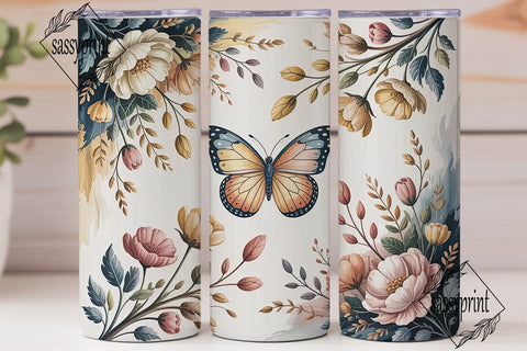 Watercolor Butterfly 20oz Tumbler Wrap Sublimation sassyprint 