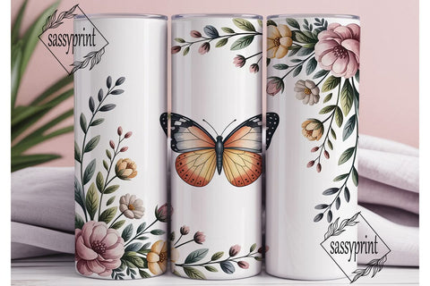 Watercolor Butterfly 20oz Tumbler Wrap Sublimation sassyprint 