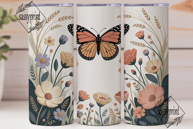 Watercolor Butterfly 20oz Tumbler Wrap Sublimation sassyprint 
