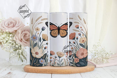 Watercolor Butterfly 20oz Tumbler Wrap Sublimation sassyprint 