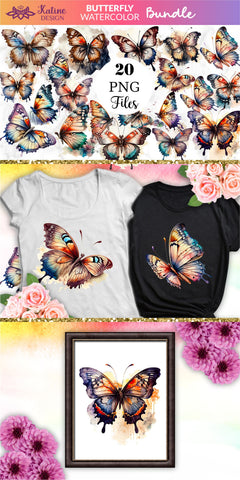 Watercolor Butterfly Clipart, Butterfly Illustrations, Butterfly Clipart, Butterfly PNG, Watercolor Clipart, Watercolor Butterfly, Butterflies Clipart, Instant Download, Butterfly Sublimation Design, Butterfly Design, Butterfly Transparent PNG Sublimation KatineDesign 