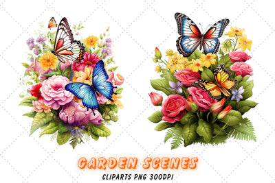 Watercolor Butterfly Clipart, Commercial Use Clipart, Butterflies and Flowers, Floral Butterflies PNG Sublimation FloridPrintables 