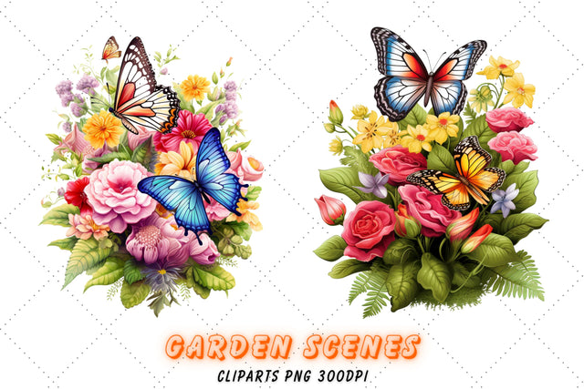 Watercolor Butterfly Clipart, Commercial Use Clipart, Butterflies and Flowers, Floral Butterflies PNG Sublimation FloridPrintables 