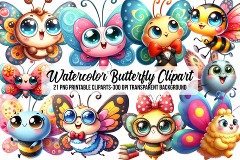 Watercolor Butterfly Clipart Sublimation Rupkotha 