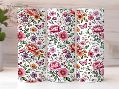 Watercolor Butterfly Floral 20oz Tumbler, Watercolor Style, Butterfly Motif, Floral Accent, Sublimation Wrap, 20oz Tumbler, Whimsical Aesthetic, Artistic Charm Sublimation Lara' s Designs 