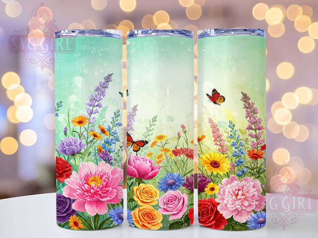 Watercolor Butterfly Flower 20oz Tumbler, Flower Design Drinkware, 20oz Sublimation Wrap, Floral Tumbler, Nature Lover Gift, Colorful Tumbler, Butterfly Art Mug Sublimation SvggirlplusArt 