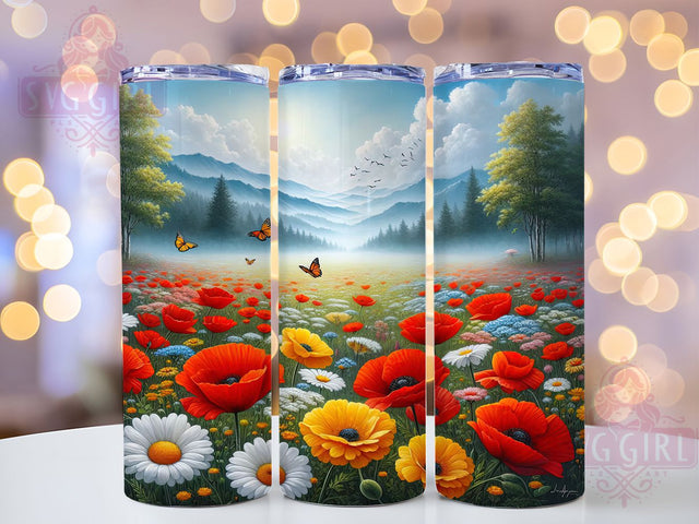 Watercolor Butterfly Garden Tumbler, Watercolor Floral Cup, Spring Nature Design, Garden Lover Gift, Butterfly Pattern Art, Floral Landscape Cup, Delicate Nature Gift Sublimation SvggirlplusArt 