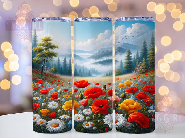 Watercolor Butterfly Garden Tumbler, Watercolor Floral Cup, Spring Nature Design, Garden Lover Gift, Butterfly Pattern Art, Floral Landscape Cup, Delicate Nature Gift Sublimation SvggirlplusArt 