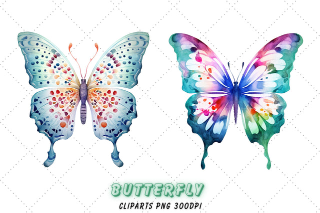 Watercolor Butterfly Silhouettes Clipart | Nature Sublimation Sublimation FloridPrintables 