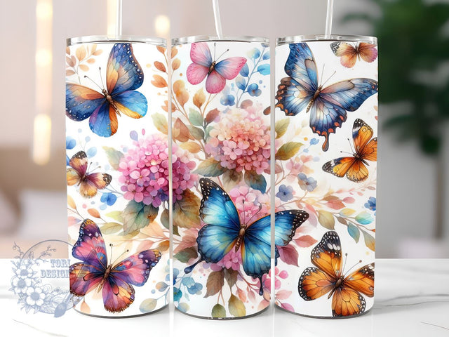 Watercolor Butterfly Tumbler Wrap, Butterfly Tumbler Wrap, Vibrant Wrap, Straight Template, Tapered, Sublimation Graphics Sublimation ToriDesigns 