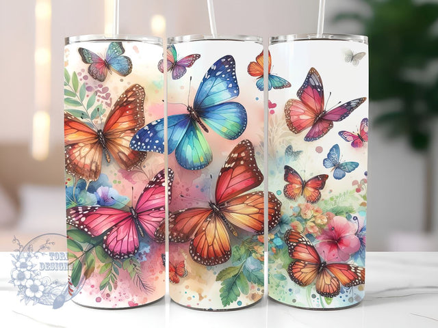 Watercolor Butterfly Tumbler Wrap, Butterfly Tumbler Wrap, Vibrant Wrap, Straight Template, Tapered, Sublimation Graphics Sublimation ToriDesigns 