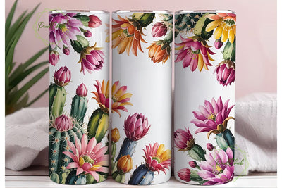 Watercolor Cactus Bloom 20oz Tumbler Sublimation PixelChick 