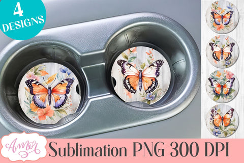 Watercolor cactus designs for car coaster sublimation SVG Amorclipart 