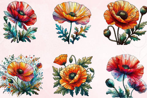 Watercolor California Poppies Clipart Sublimation SVGista 