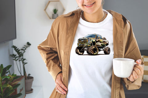 Watercolor Camo Monster Truck Sublimation Clipart Bundle Sublimation Designangry 