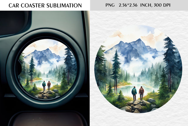 Watercolor camping car coaster sublimation Sublimation Kseniia designer 
