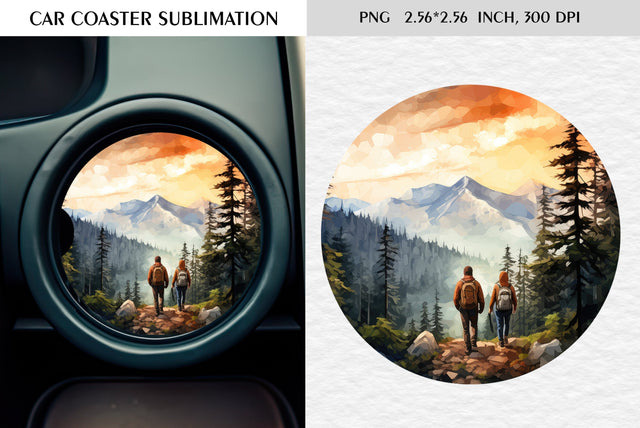 Watercolor camping car coaster sublimation Sublimation Kseniia designer 