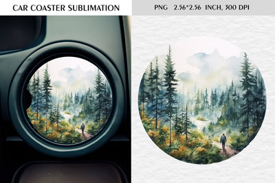 Watercolor camping car coaster sublimation Sublimation Kseniia designer 